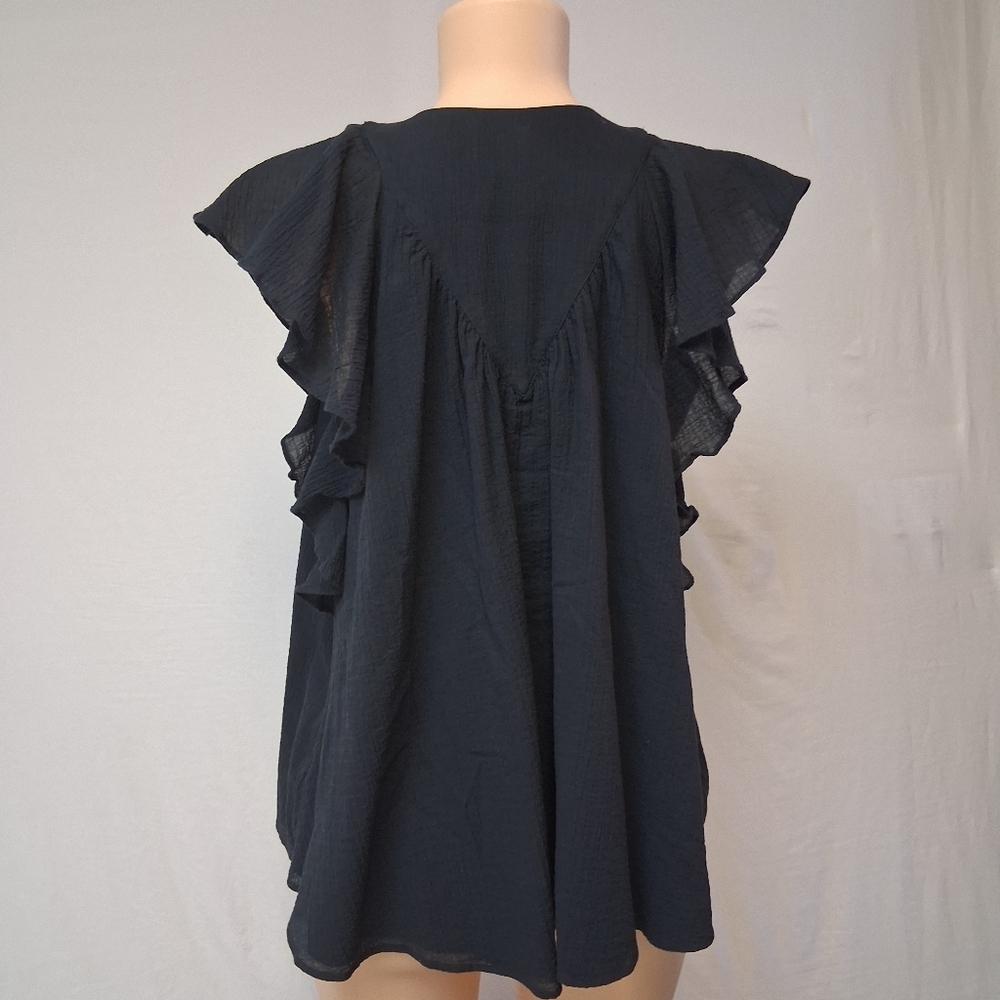COS Black V-Neck Ruffle Blouse - Picture 10 of 17